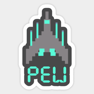 Pixel Spaceship Sticker